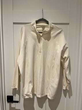L.L.Bean Women's Fitness Fleece 1/4-Zip Pullover Cream Size 3X-REG